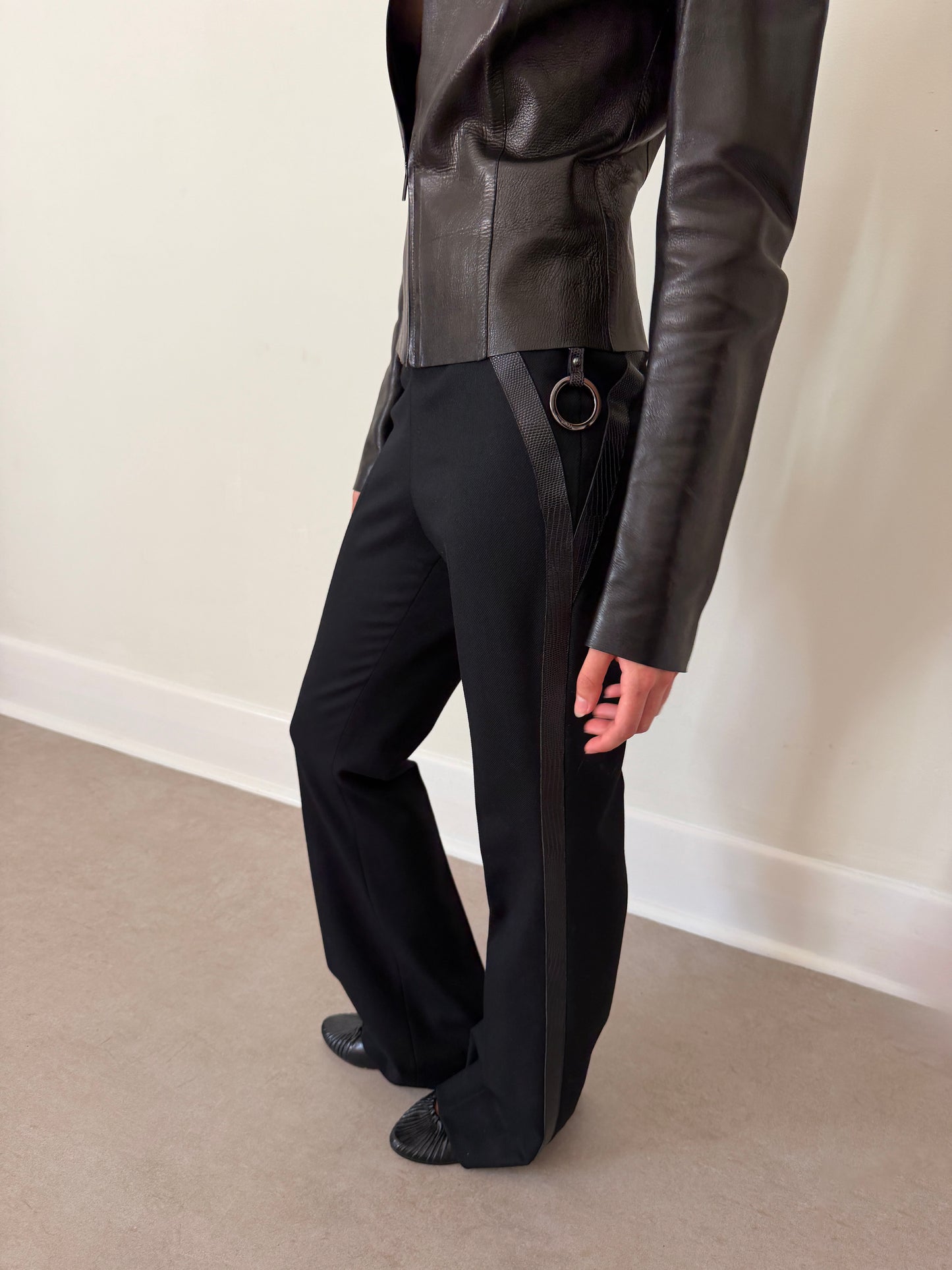 fendi fall 2003 leather wool pants