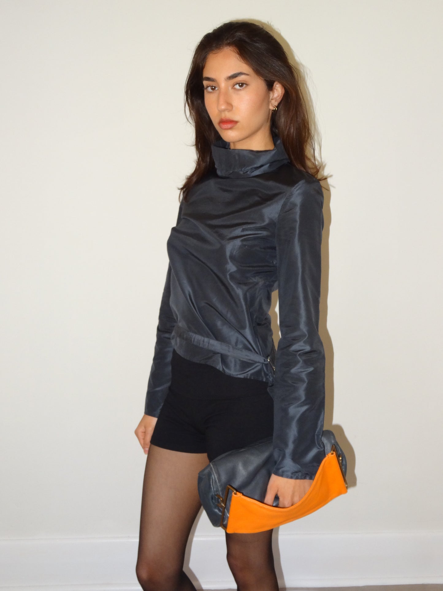 90s costume national silk turtleneck top
