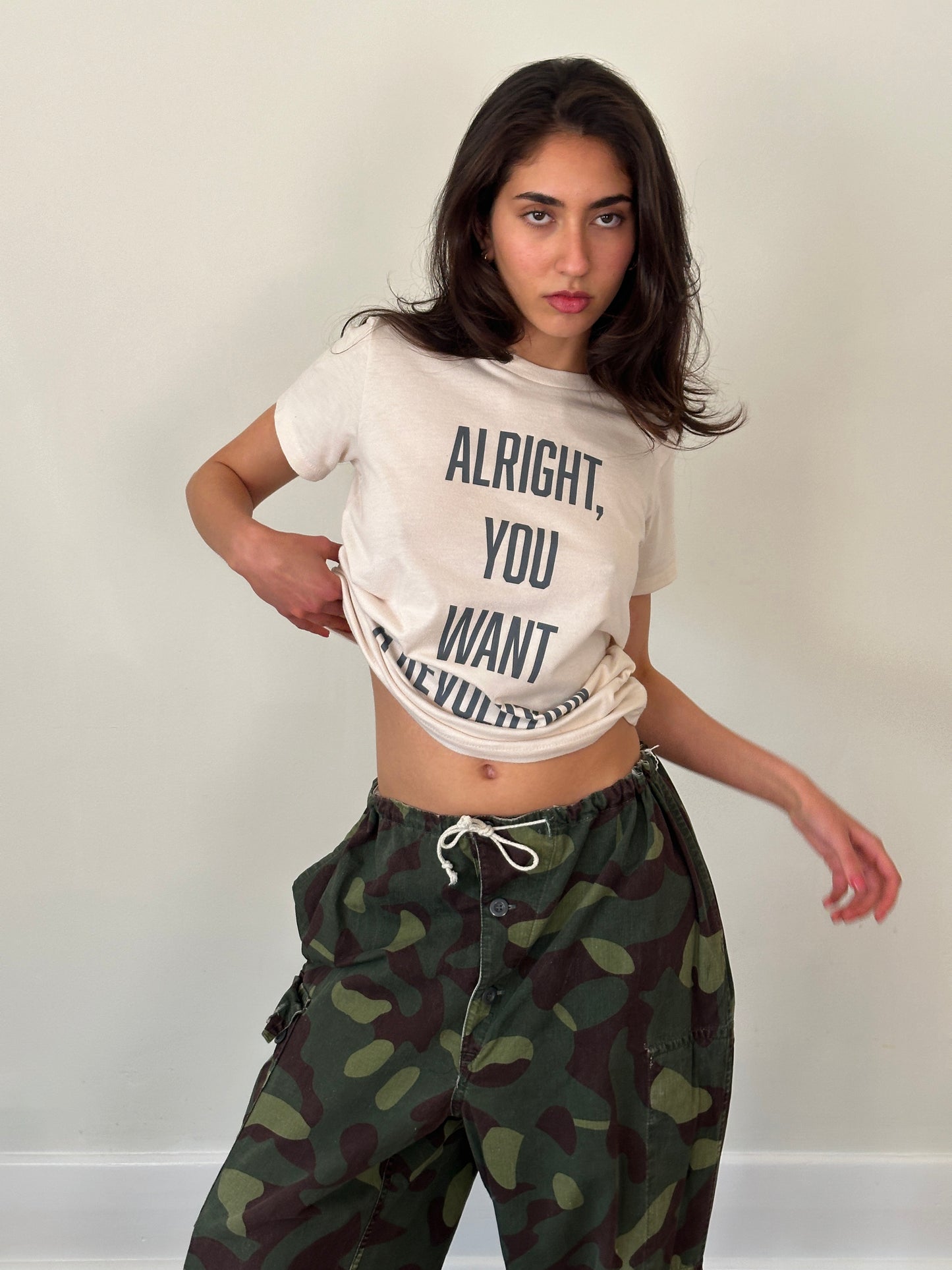 80s graphic tee "alright, you want a revolution"