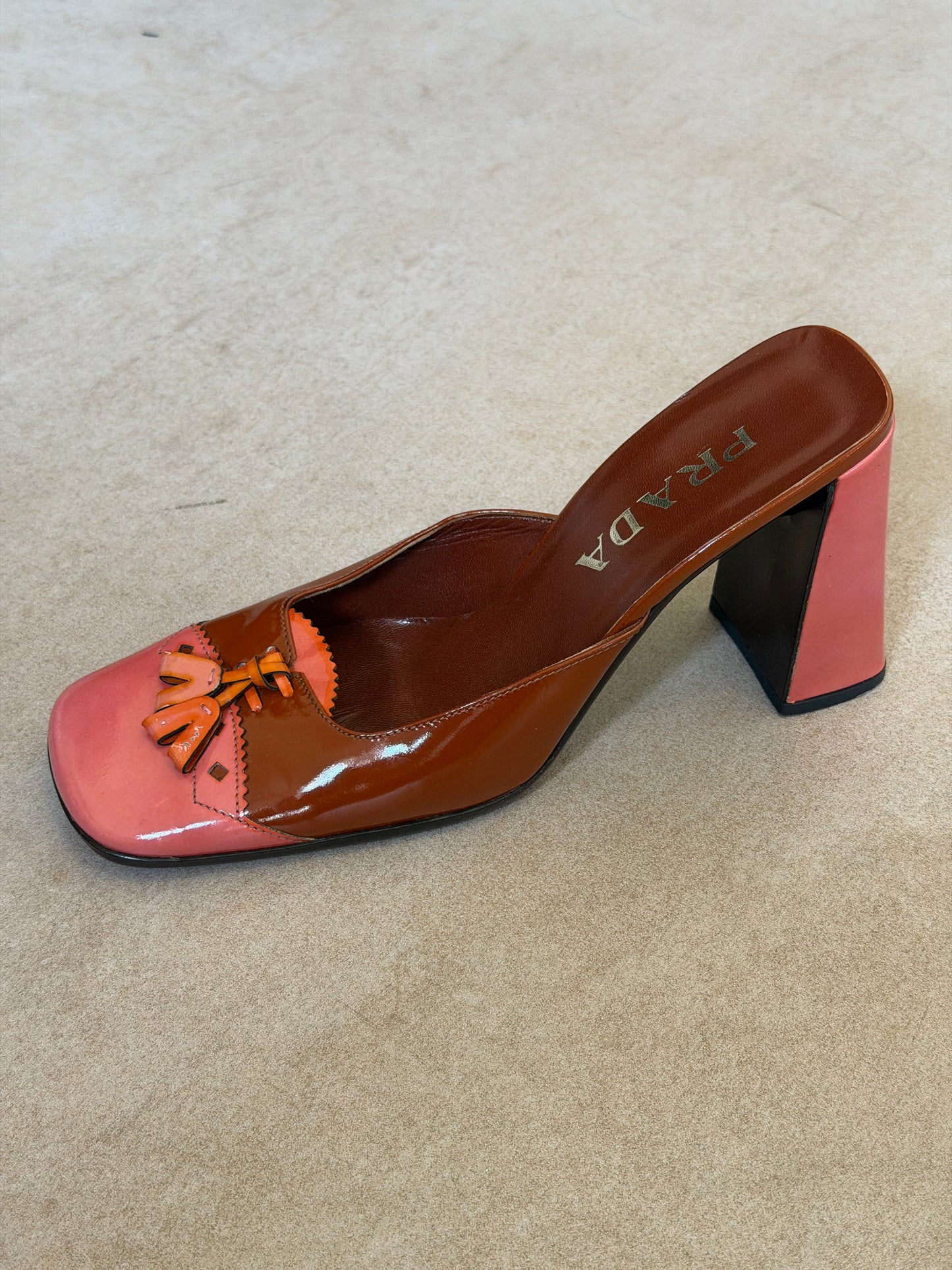 prada fall winter 1999 leaf appliqué runway heels