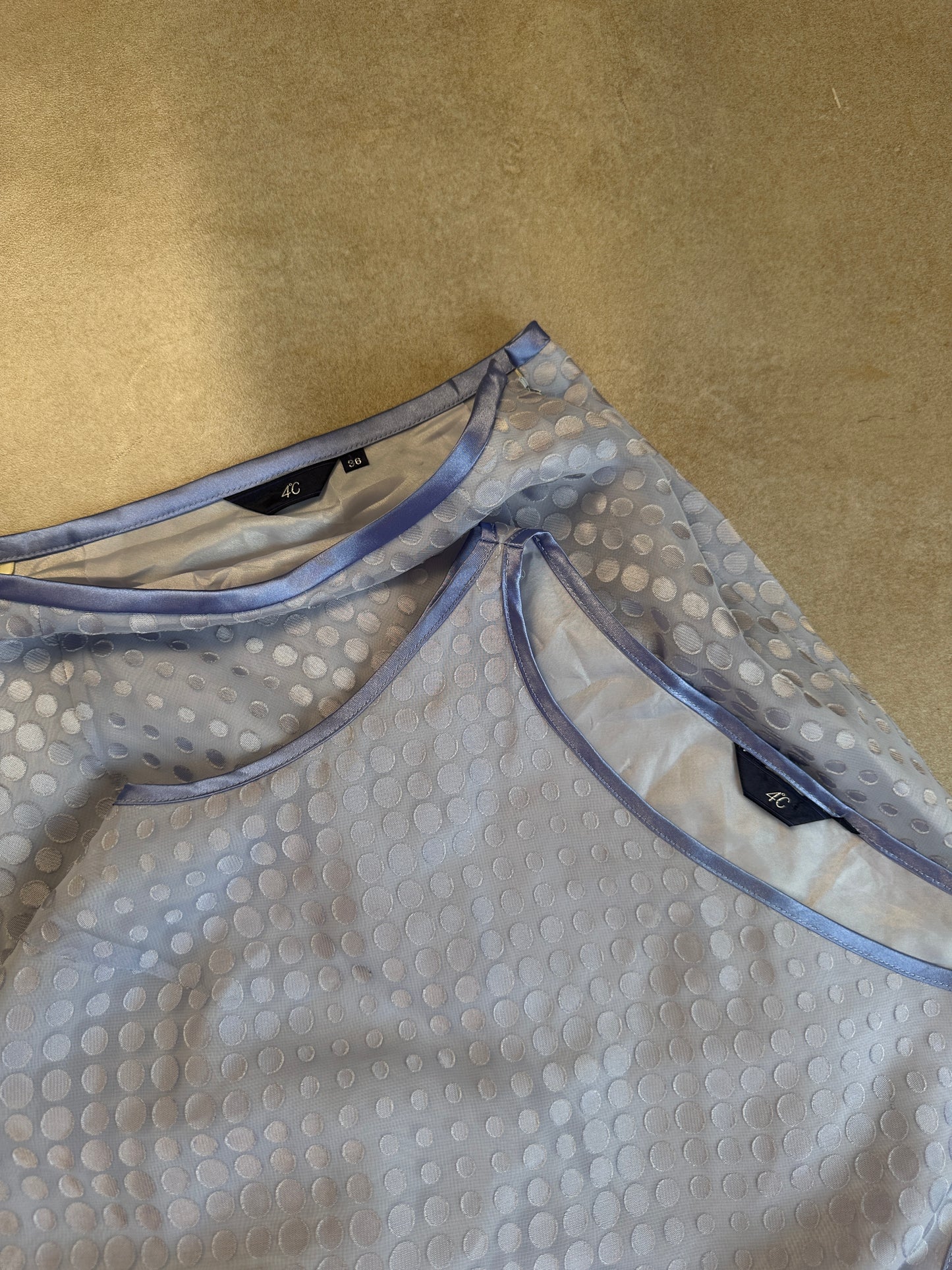 2000s '4°c' blue-gray polka dot two-piece set