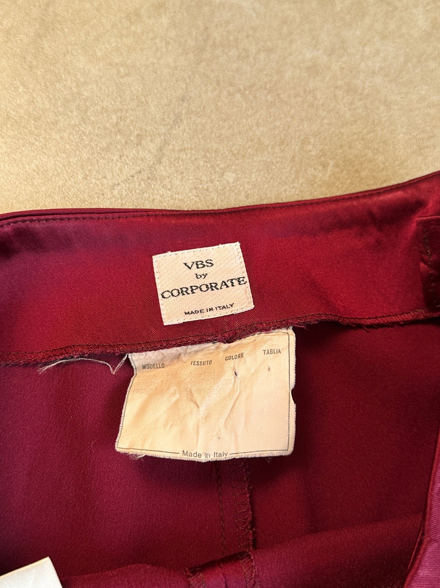 2000s italian satin trousers in wine