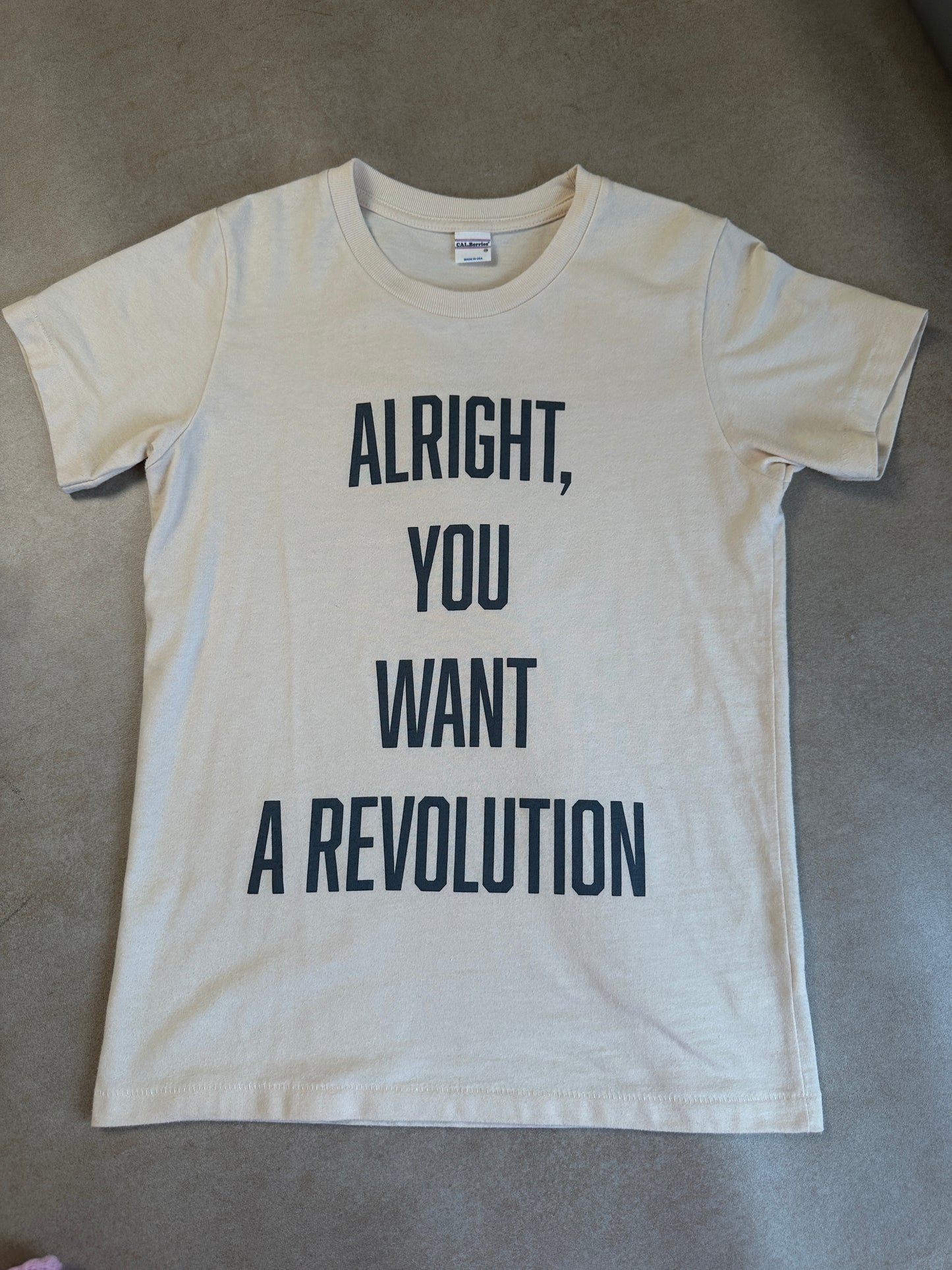 80s graphic tee "alright, you want a revolution"