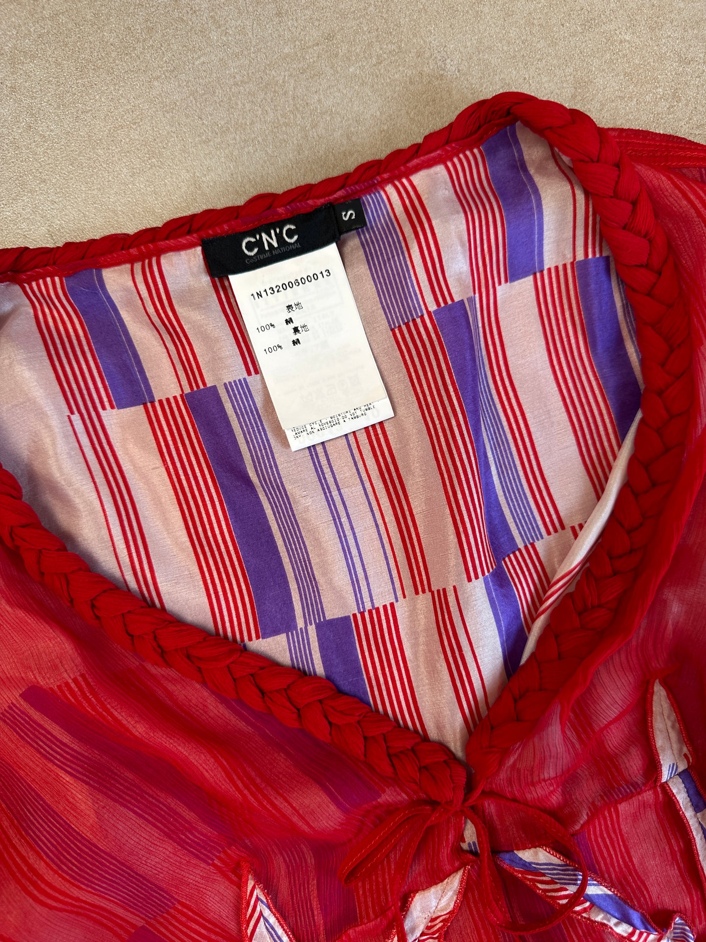 2000s costume national italy sheer silk blouse