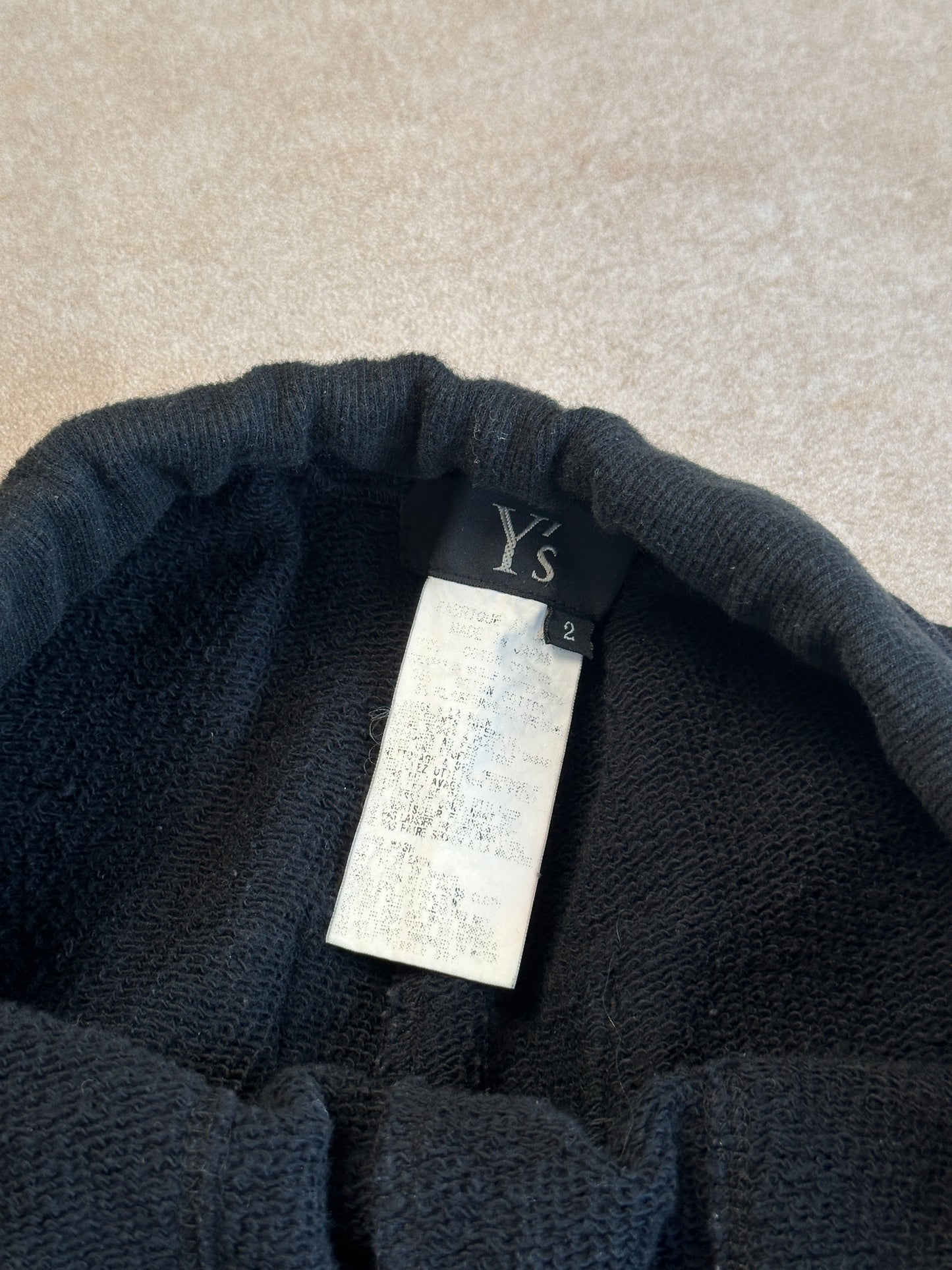 y’s by yohji yamamoto black sweatpants with ribbed hem