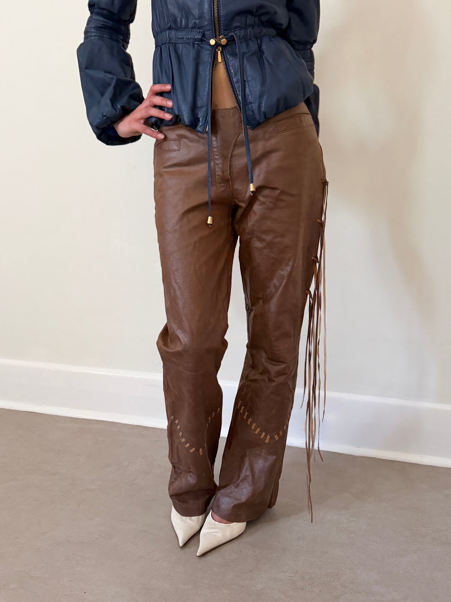 vintage brown leather pants