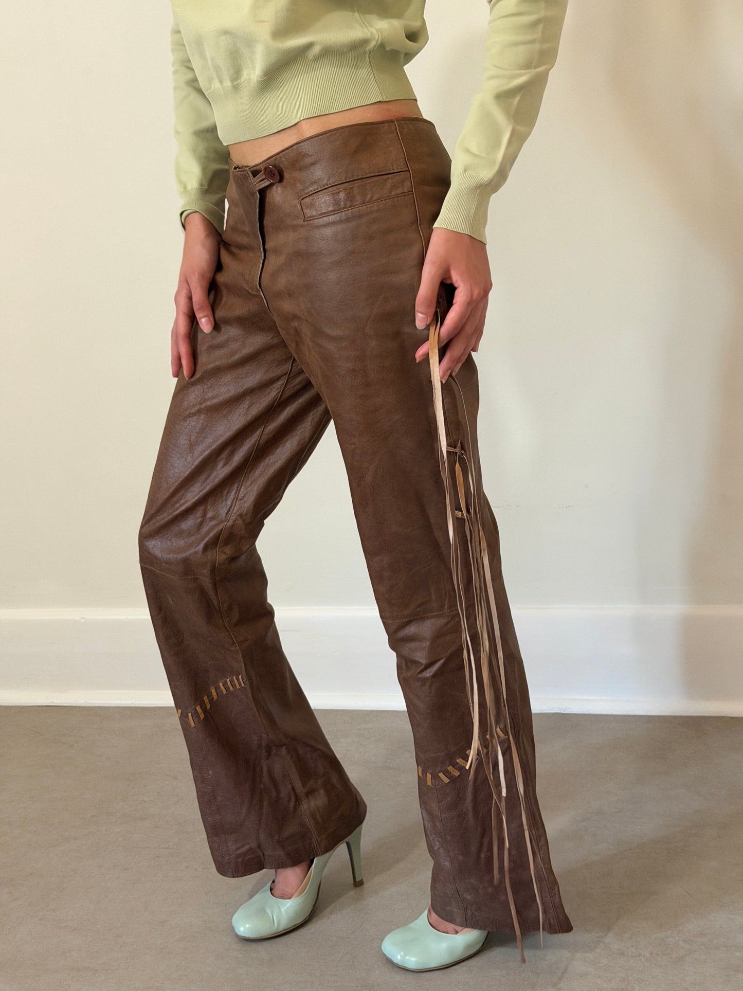 vintage brown leather pants