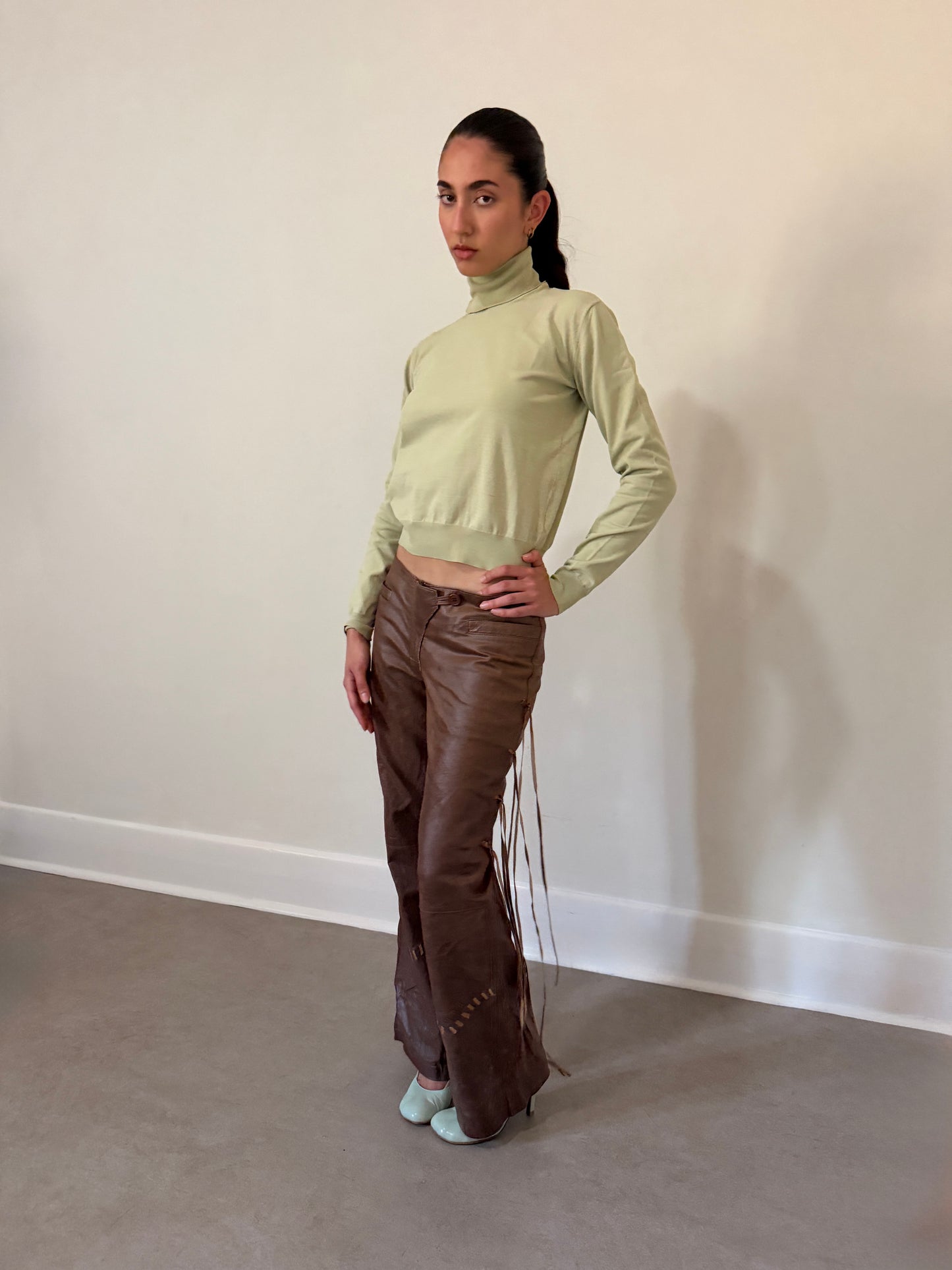 miu miu spring 2000 pistachio turtle neck top