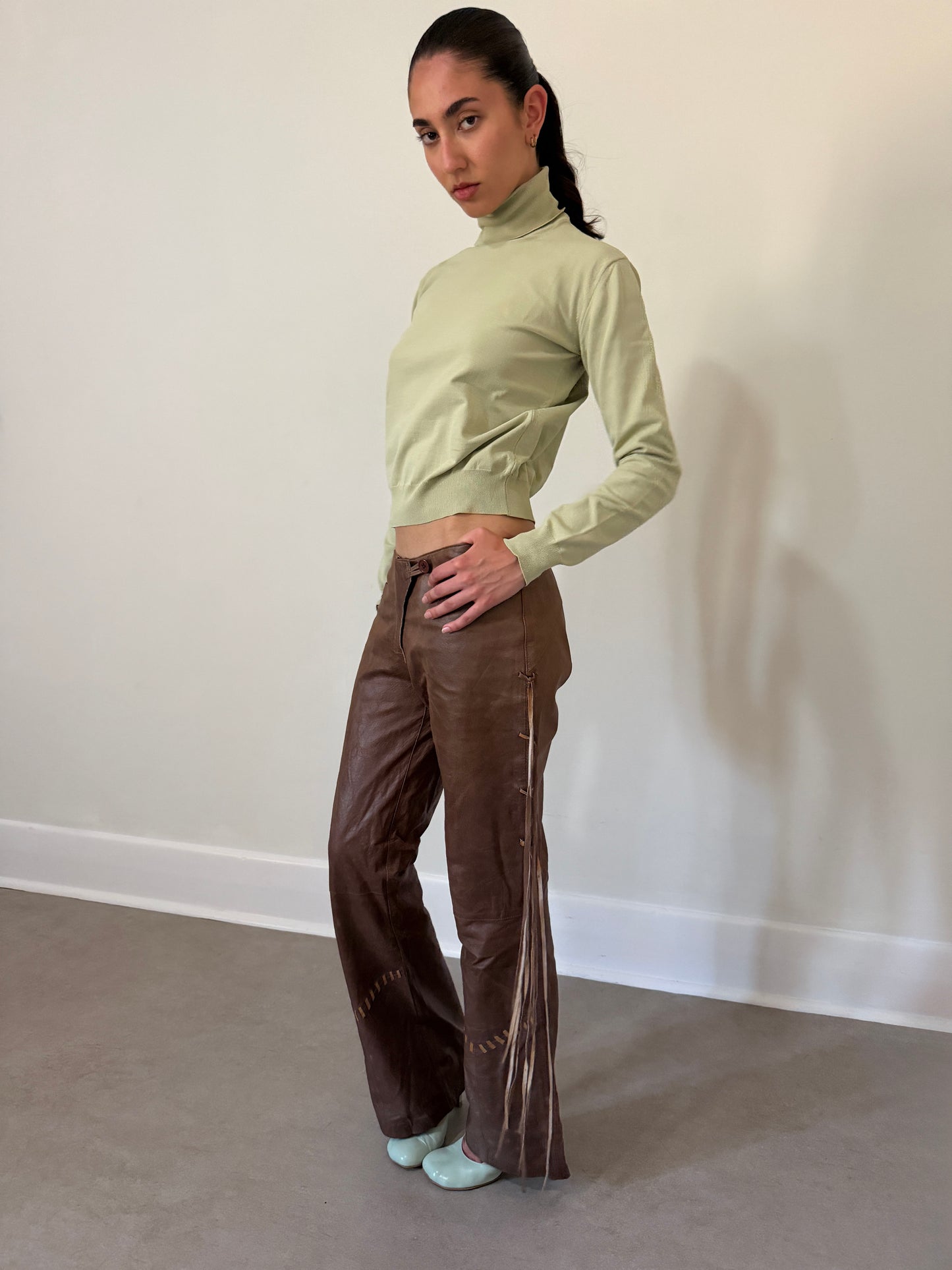 miu miu spring 2000 pistachio turtle neck top
