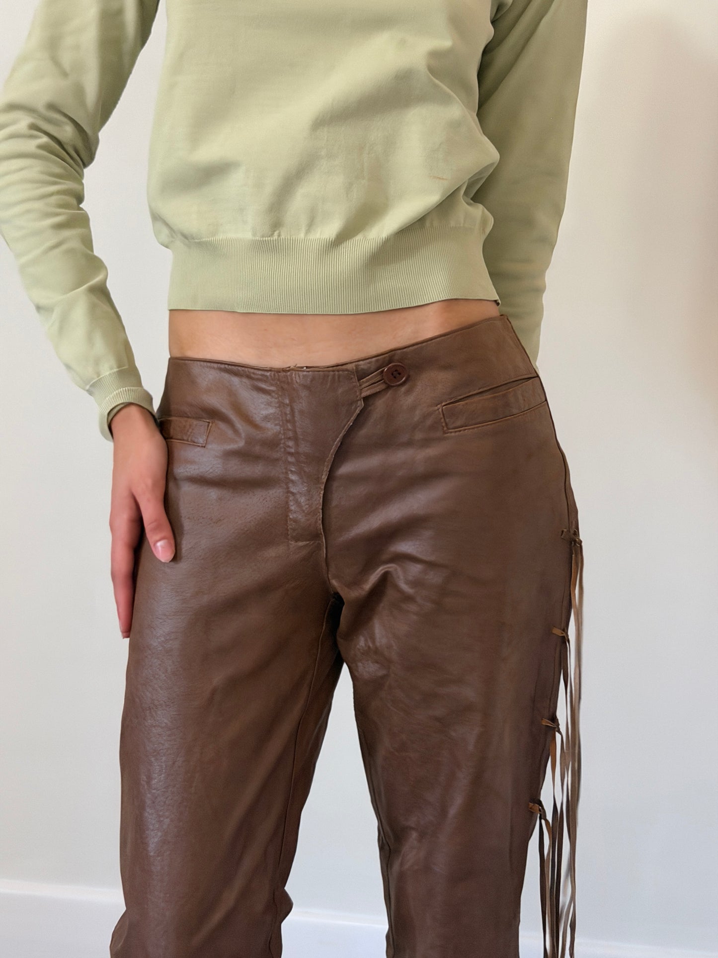 vintage brown leather pants