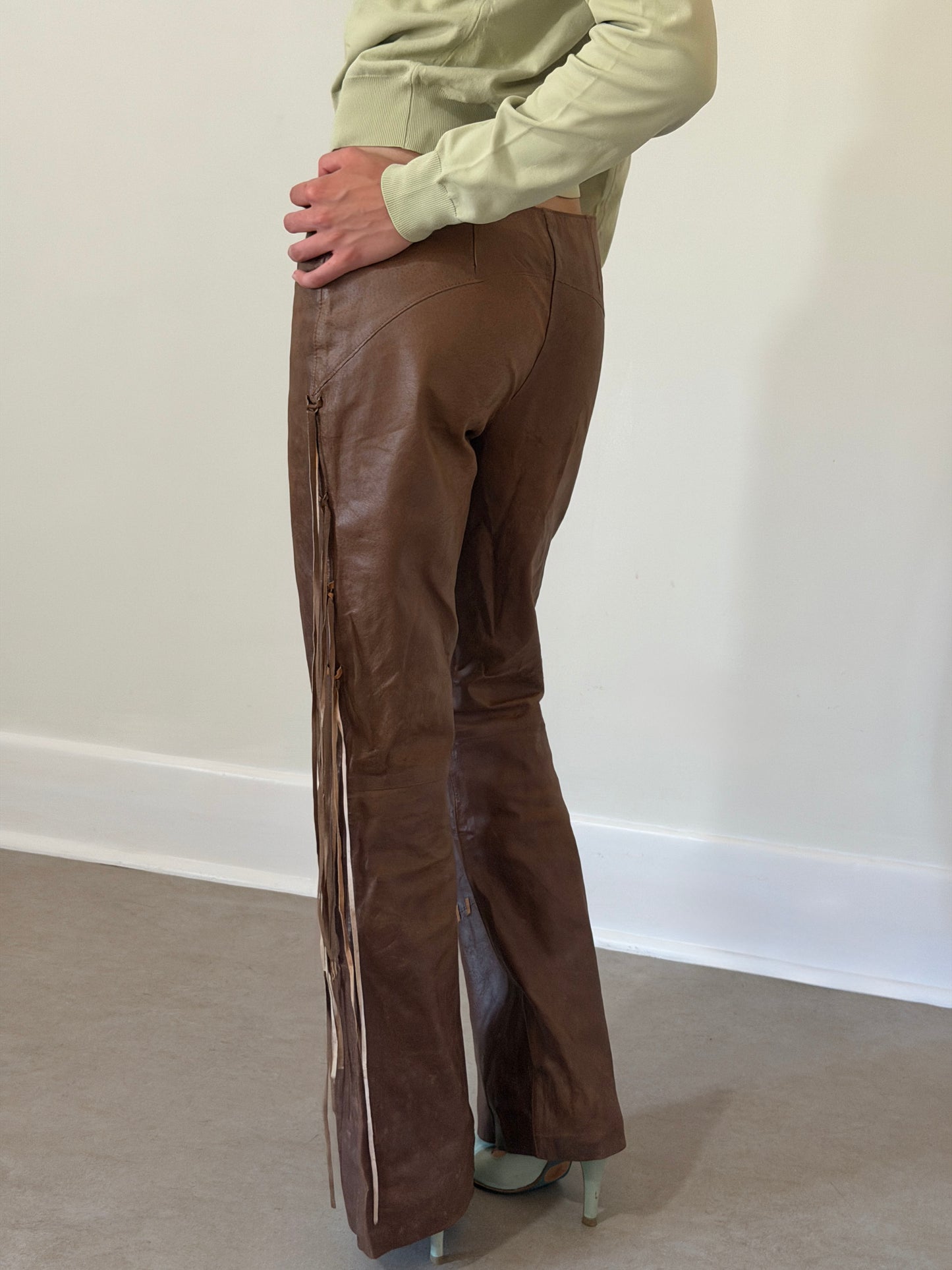 vintage brown leather pants