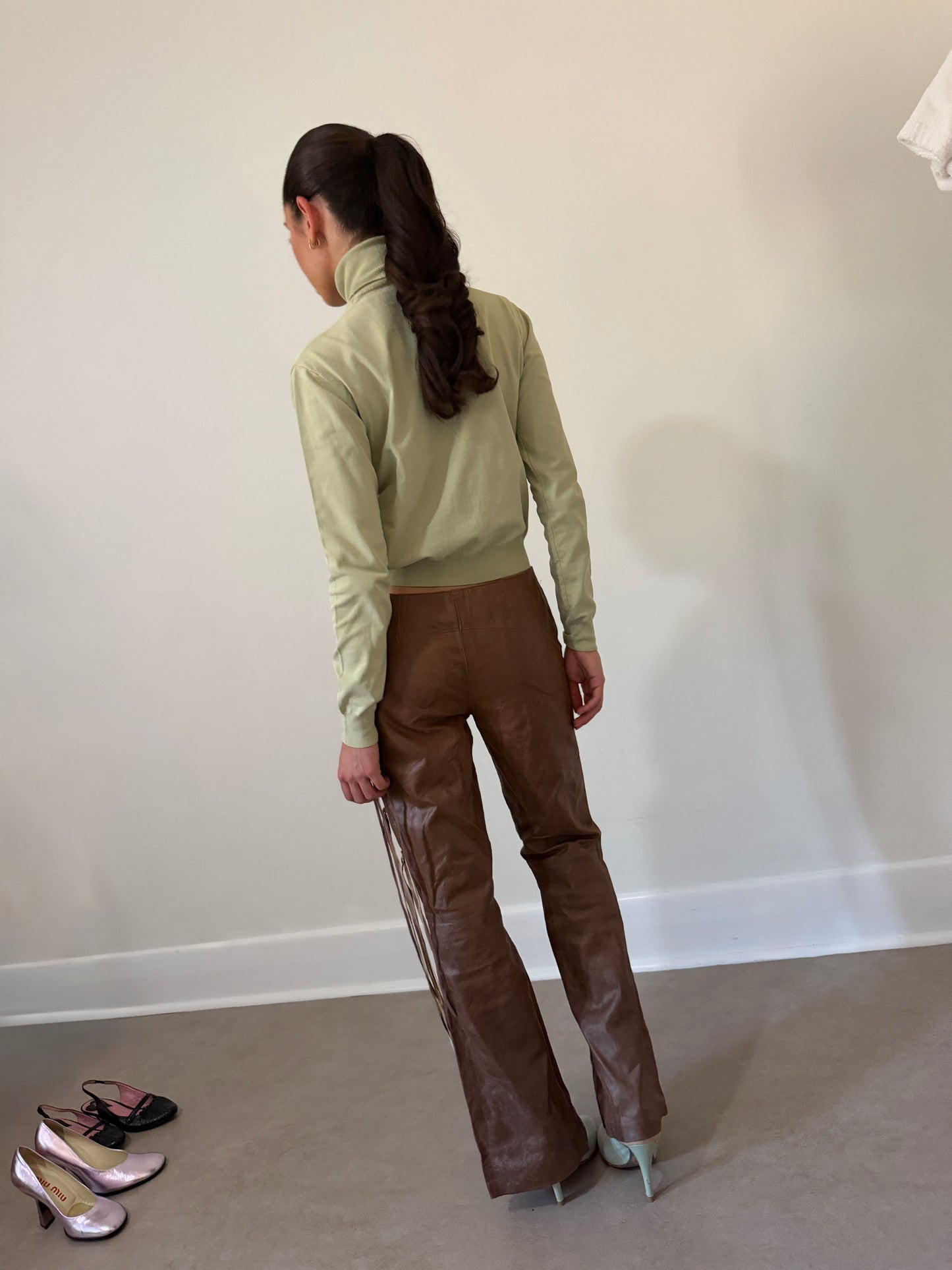 miu miu spring 2000 pistachio turtle neck top