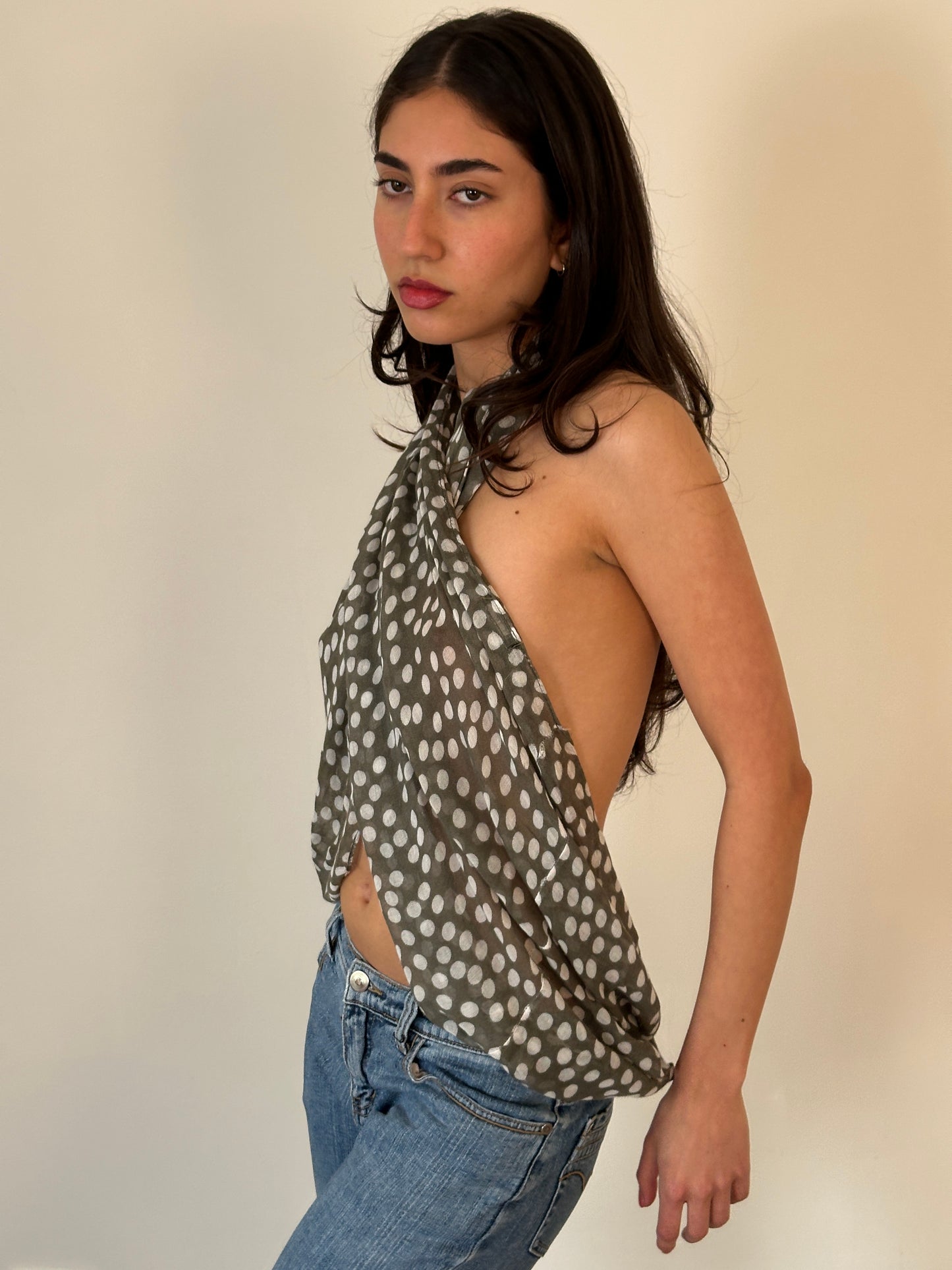 vintage polka dot scarf top