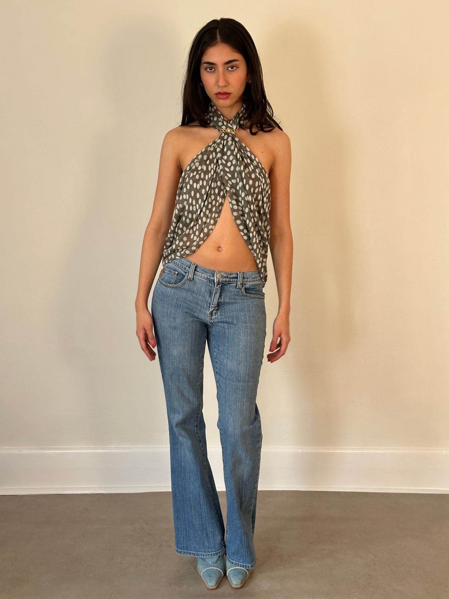 vintage polka dot scarf top