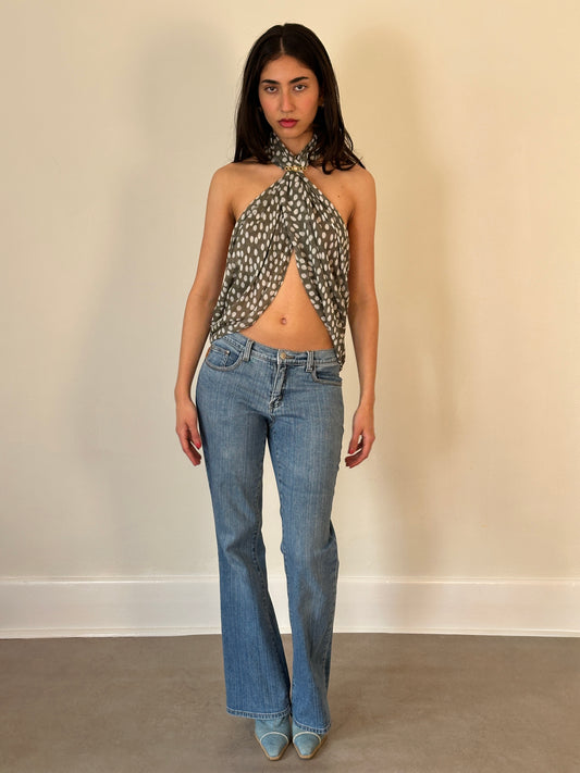 vintage polka dot scarf top