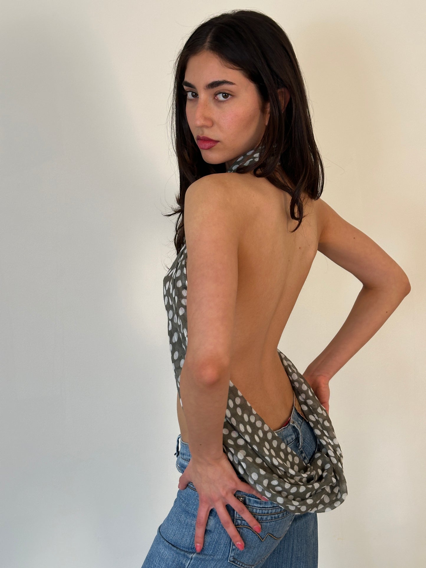 vintage polka dot scarf top