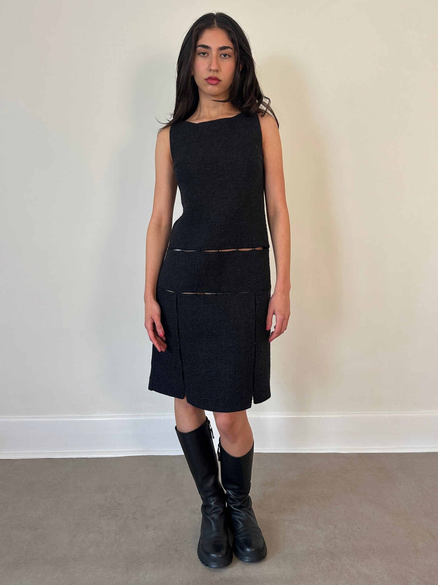 prada fw 1998 wool stitch runway dress