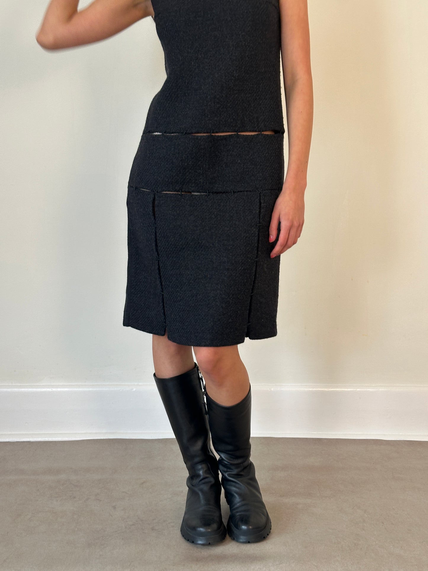 prada fw 1998 wool stitch runway dress