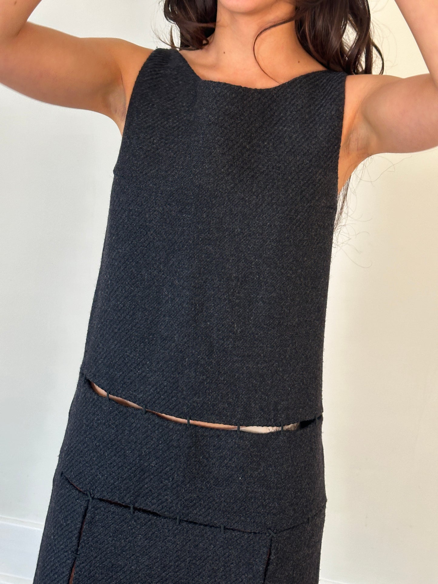prada fw 1998 wool stitch runway dress