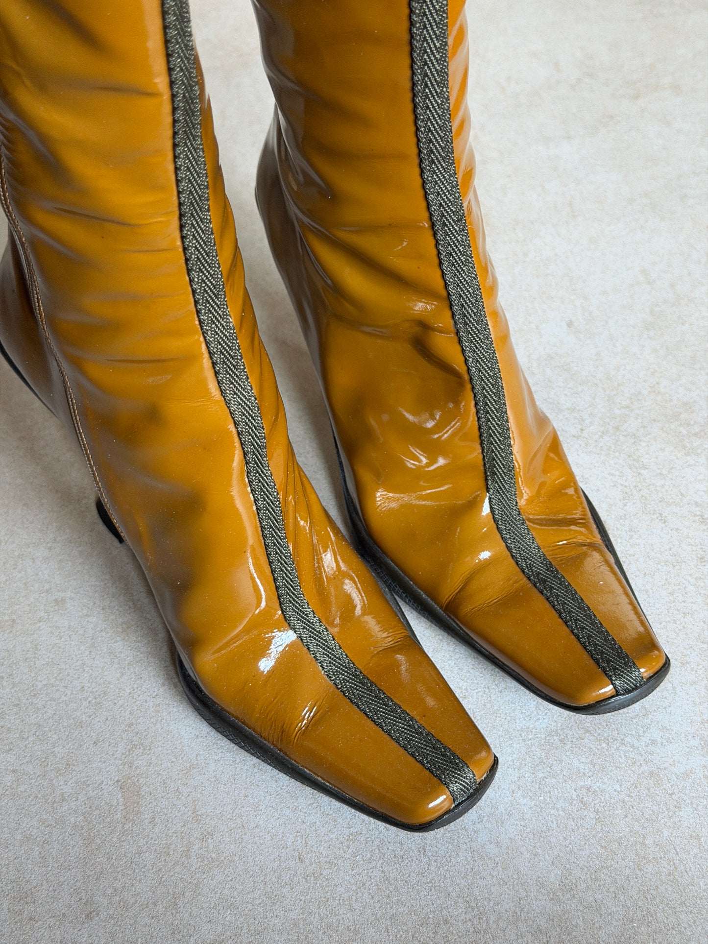 prada fw 1999 brown long boots