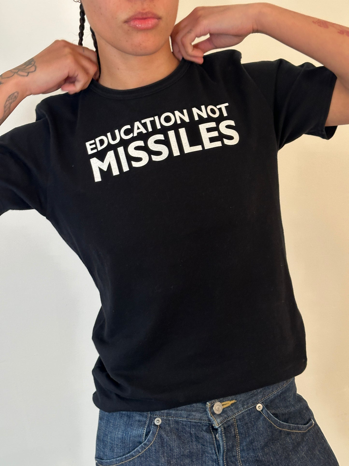 (rare) 80s katharine hamnett london “education not missiles” tee