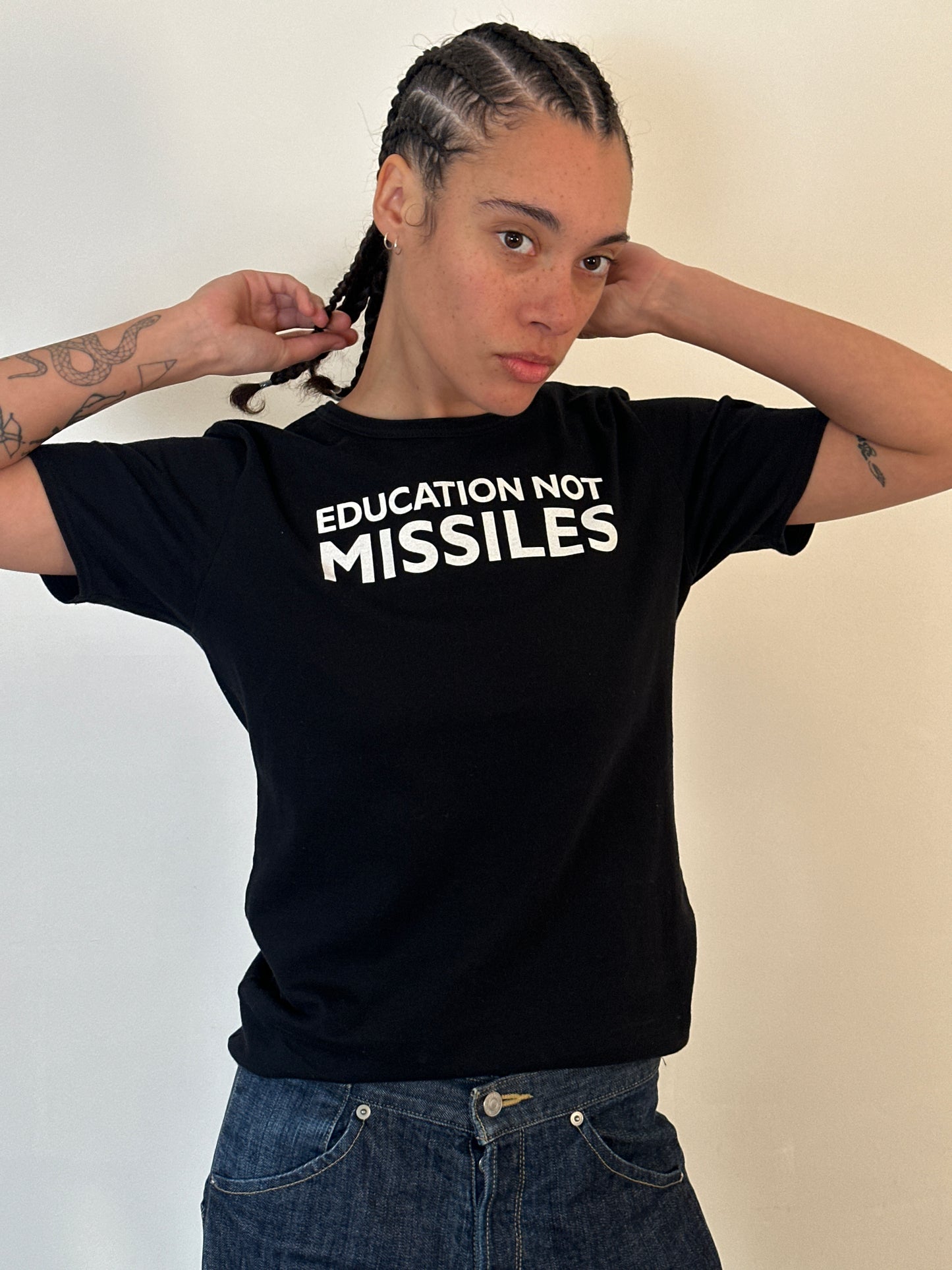 (rare) 80s katharine hamnett london “education not missiles” tee