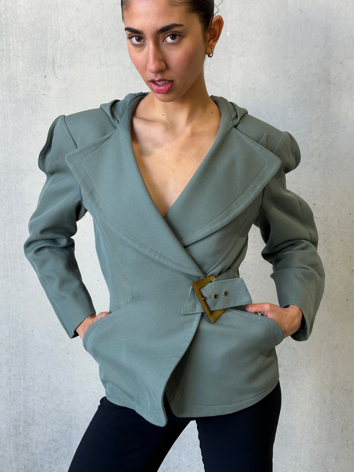 (rare) thierry mugler 80s vintage wool twill hooded jacket