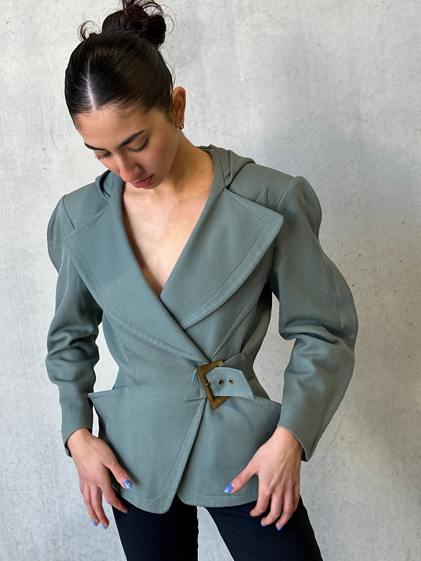 (rare) thierry mugler 80s vintage wool twill hooded jacket