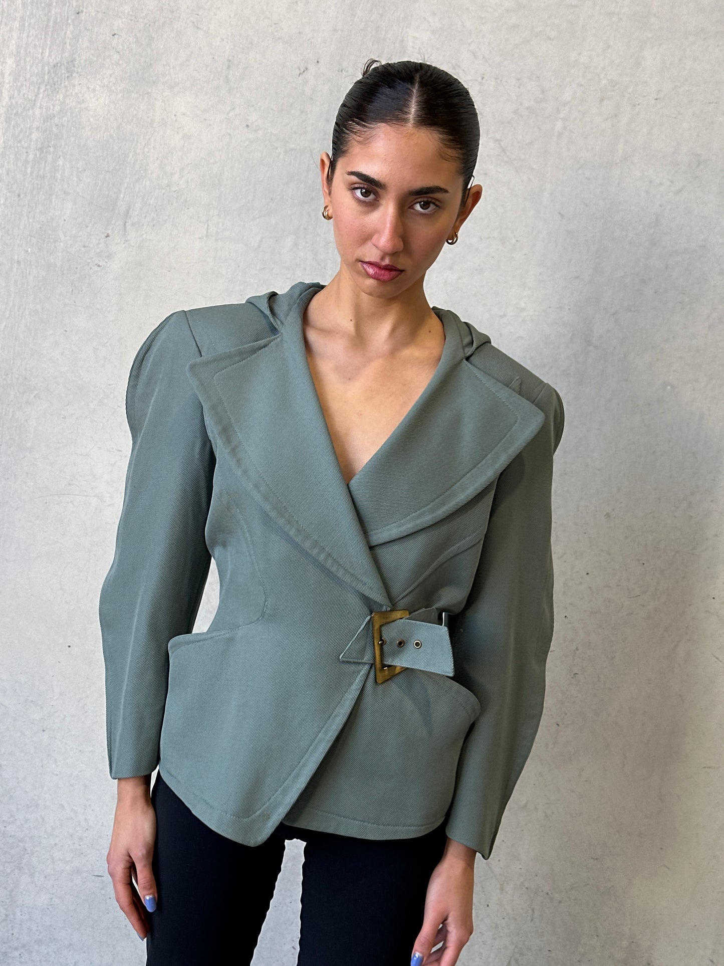 (rare) thierry mugler 80s vintage wool twill hooded jacket