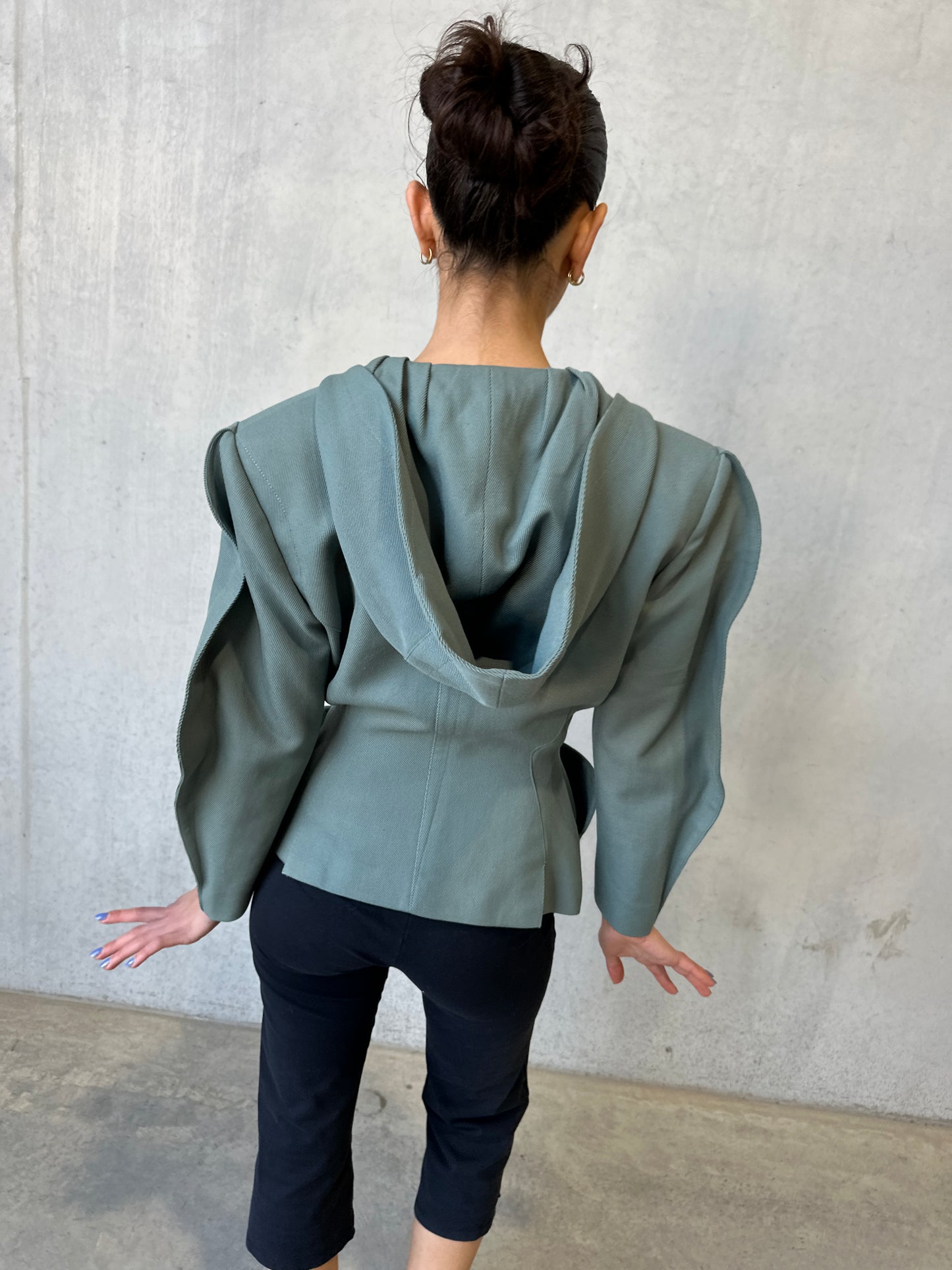 (rare) thierry mugler 80s vintage wool twill hooded jacket