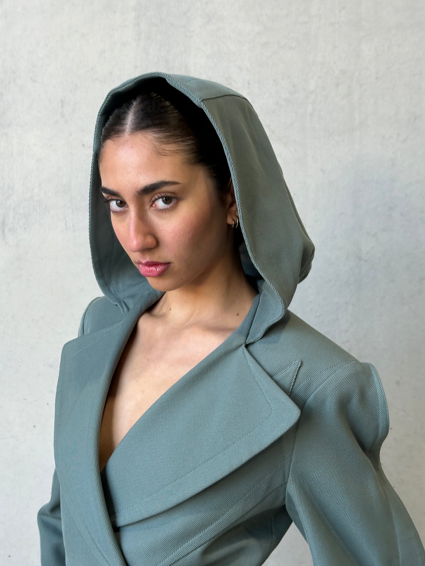 (rare) thierry mugler 80s vintage wool twill hooded jacket