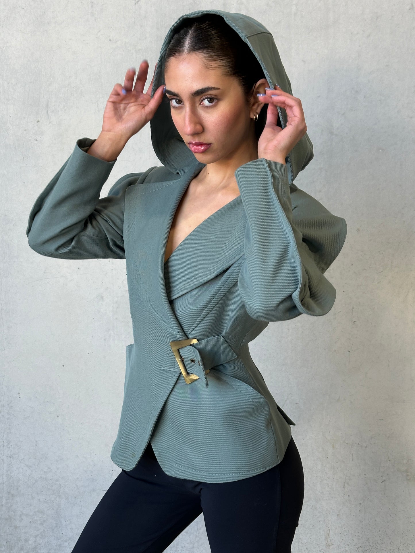 (rare) thierry mugler 80s vintage wool twill hooded jacket