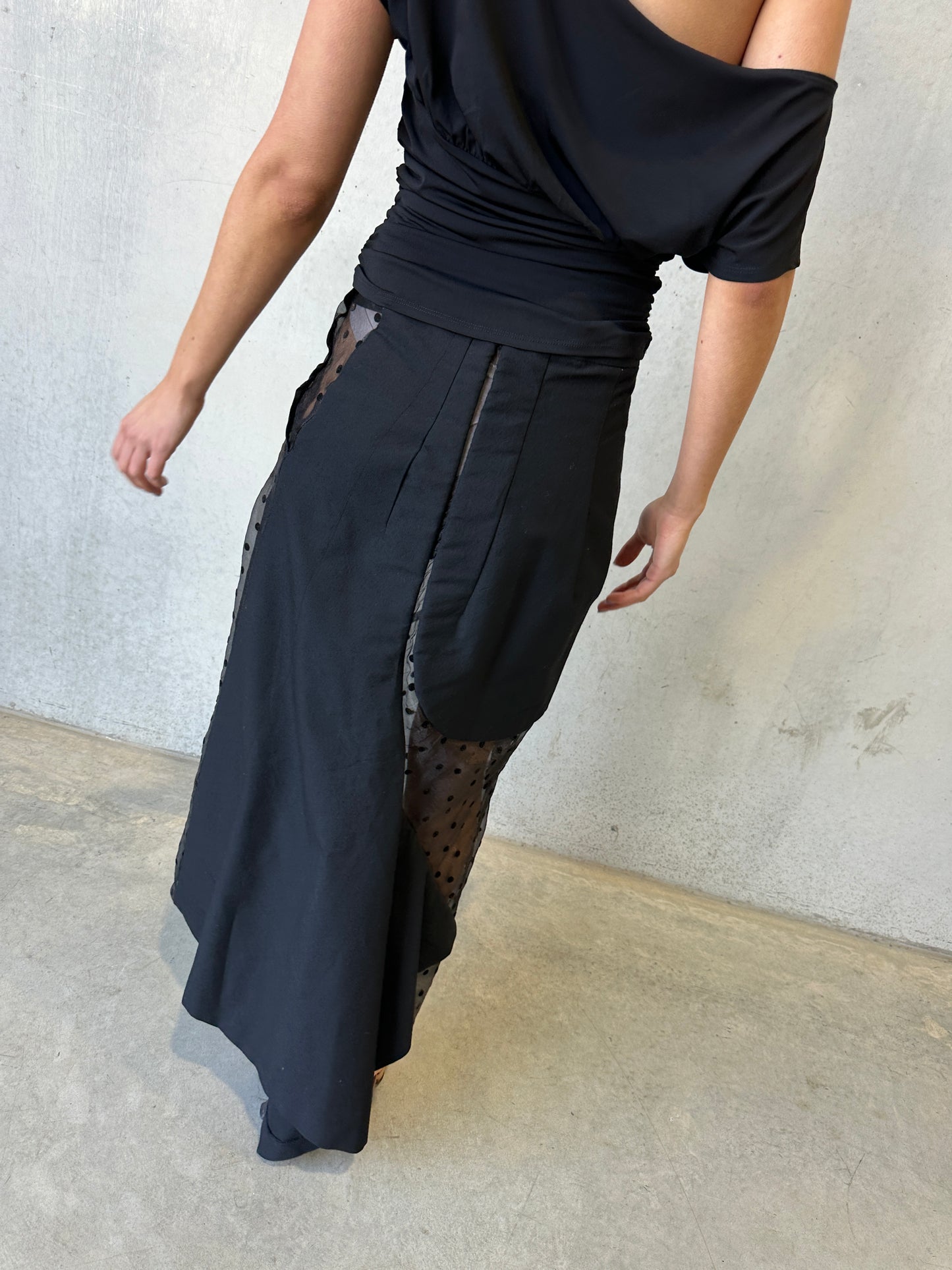 vintage black sheer polka dot skirt