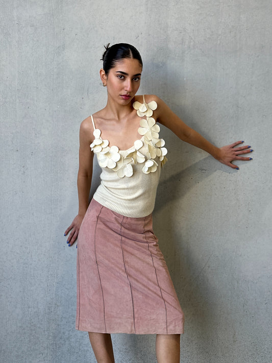 irie 90s wool-angora floral appliqué camisole