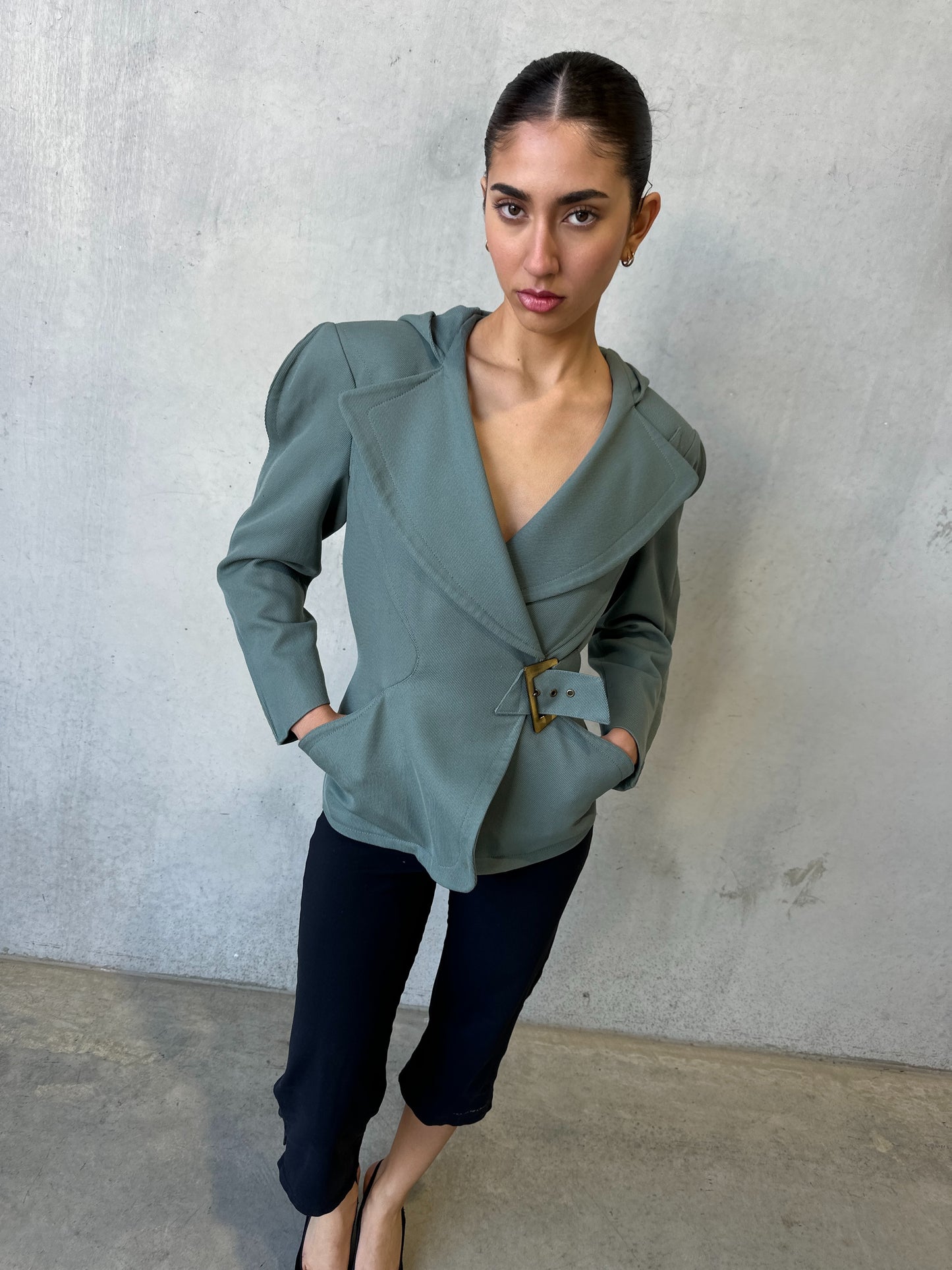 (rare) thierry mugler 80s vintage wool twill hooded jacket
