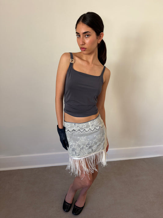 straggio vintage feather skirt