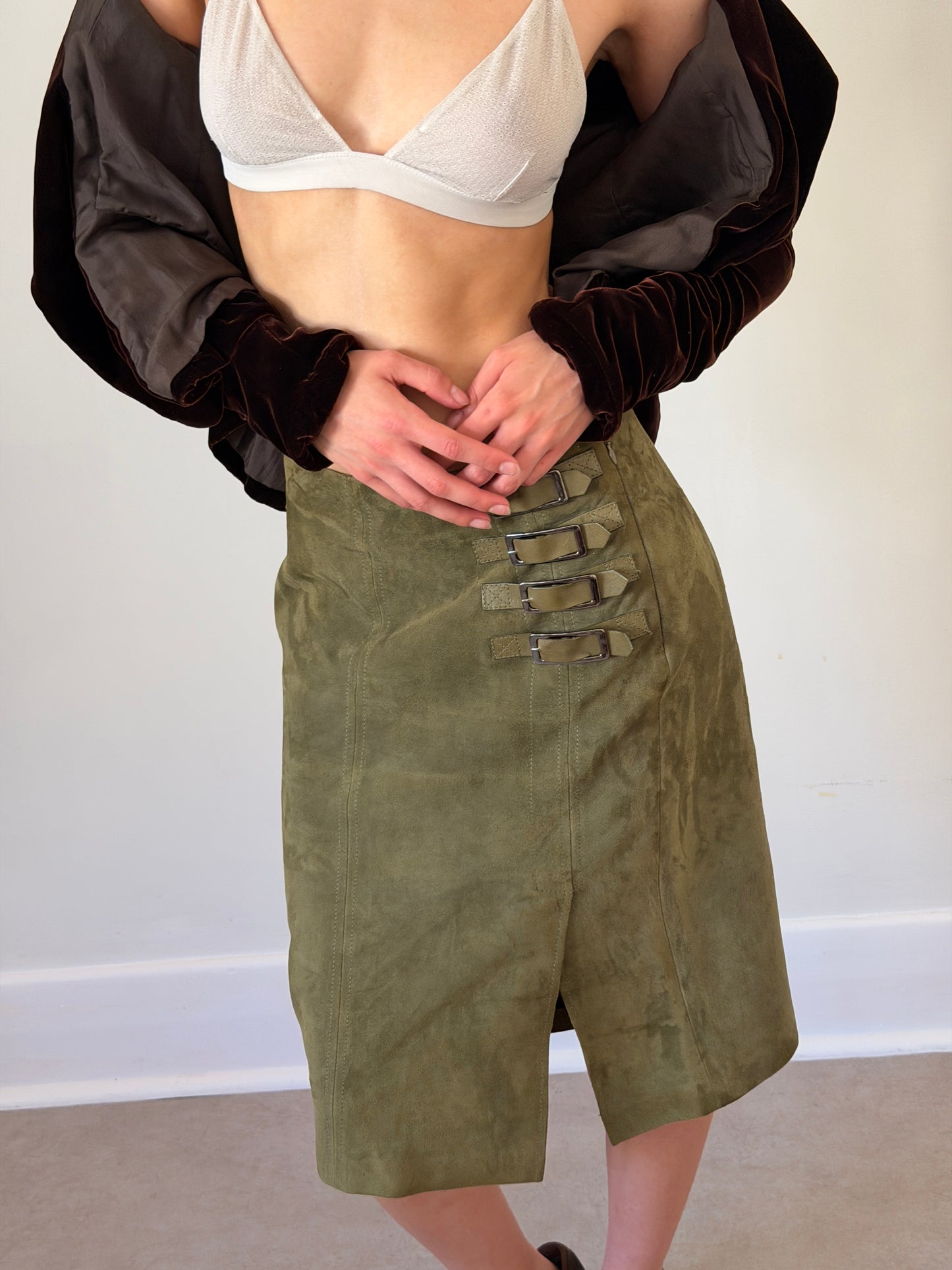 90s valentino suede skirt