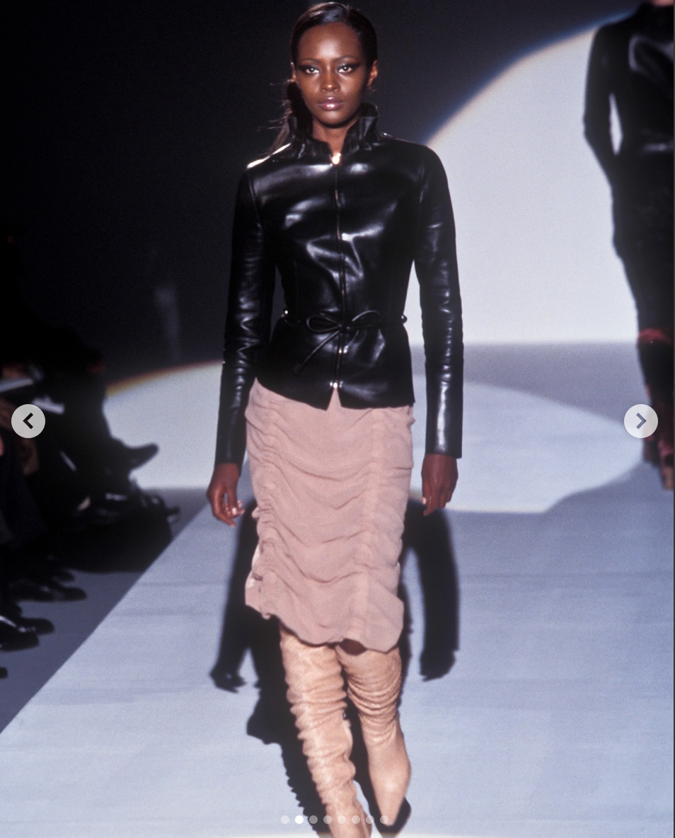 reserved (permanent collection) gucci fw 1999 leather peplum jacket