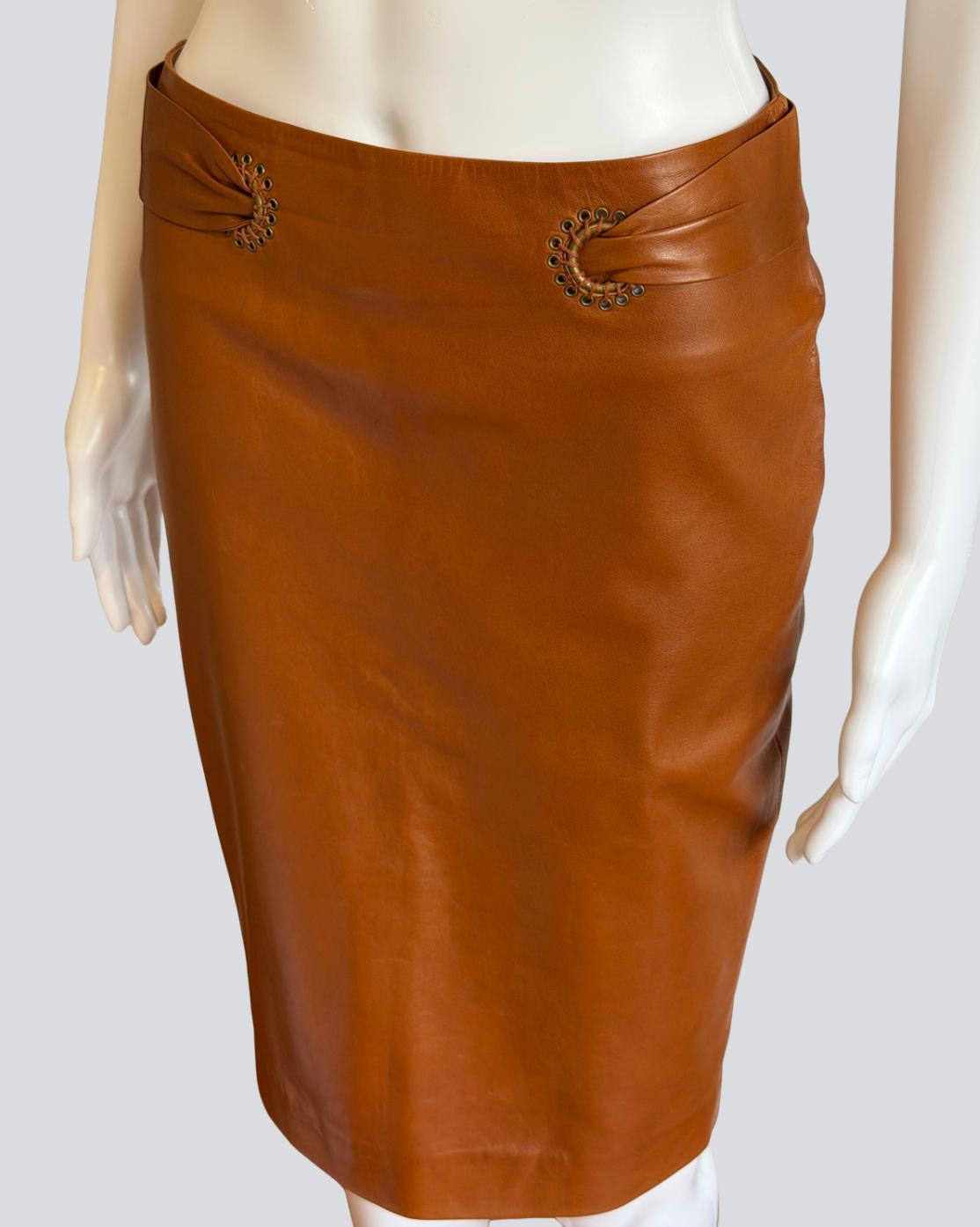 yves saint laurent fall 2002 by tom ford leather skirt
