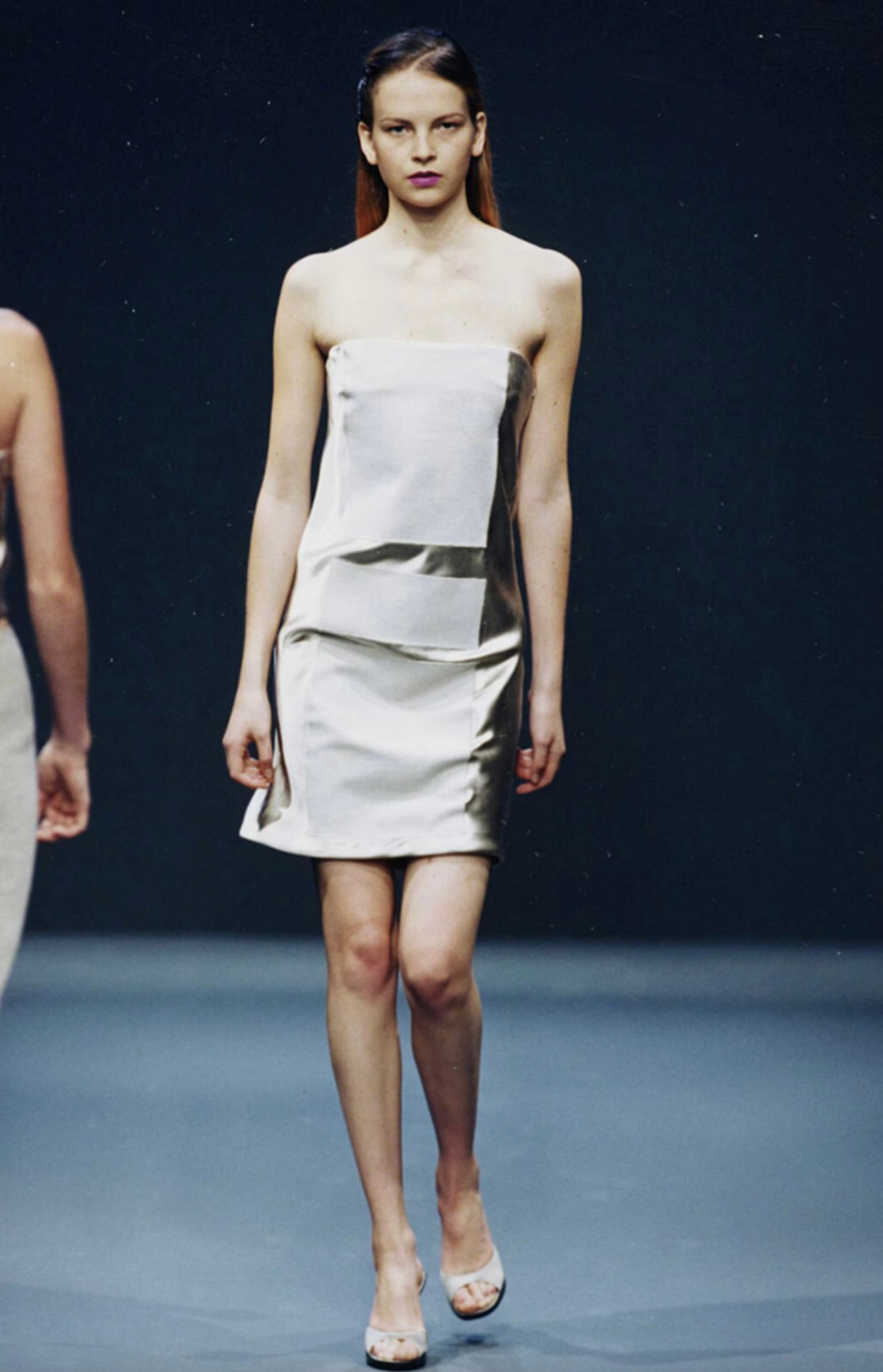 prada spring summer 1998 runway strapless black silk dress