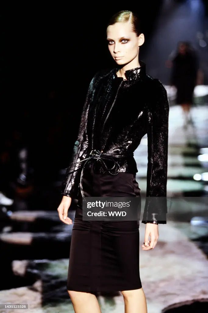 (rare) gucci fall 2004 leather strap velour jacket