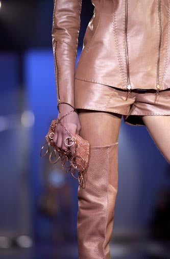 (permanent collection) fendi fall 2003 beige leather skirt
