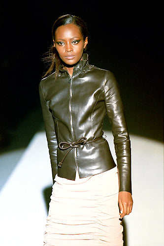 reserved (permanent collection) gucci fw 1999 leather peplum jacket