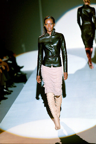 reserved (permanent collection) gucci fw 1999 leather peplum jacket